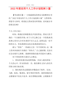 2022年度实用个人工作计划范例3篇