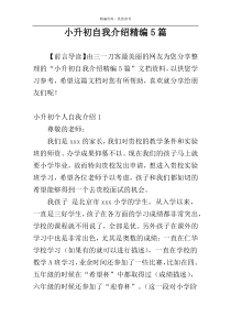 小升初自我介绍精编5篇