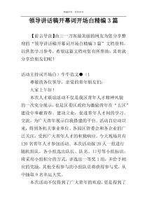 领导讲话稿开幕词开场白精编3篇