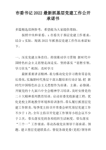 市委书记2022最新抓基层党建工作公开承诺书