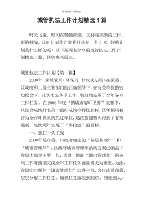 城管执法工作计划精选4篇