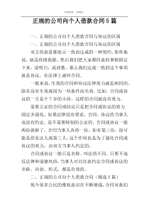 正规的公司向个人借款合同5篇