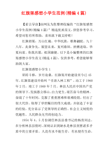 红旗渠感想小学生范例(精编4篇)