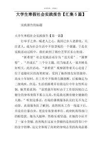 大学生寒假社会实践报告【汇集5篇】