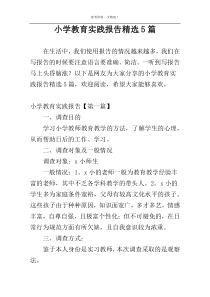 小学教育实践报告精选5篇