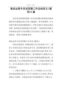 商品运营专员试用期工作总结范文(通用)5篇