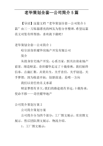 老毕策划全套—公司简介5篇