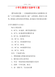 小学生暑假计划参考5篇