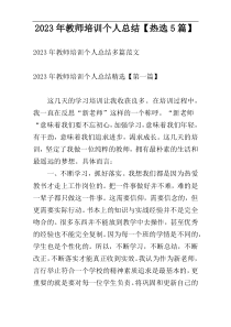 2023年教师培训个人总结【热选5篇】