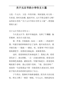 关于元旦节的小学作文5篇