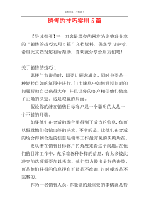 销售的技巧实用5篇