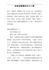 别着急慢慢来作文5篇