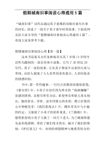 假期城南旧事阅读心得通用5篇