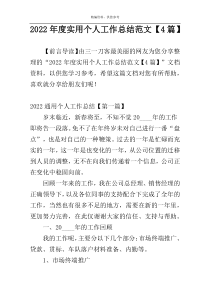 2022年度实用个人工作总结范文【4篇】