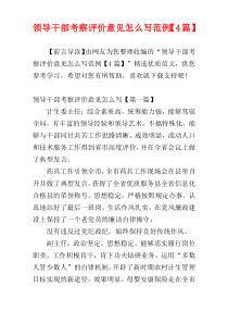 领导干部考察评价意见怎么写范例【4篇】