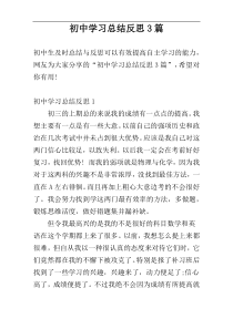 初中学习总结反思3篇