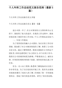 个人年终工作总结范文报告范例（最新5篇）