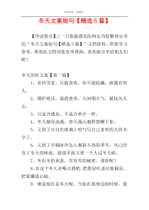 冬天文案短句【精选5篇】