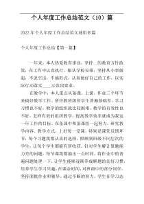 个人年度工作总结范文（10）篇