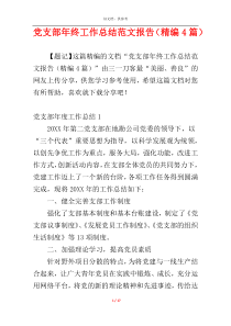 党支部年终工作总结范文报告（精编4篇）