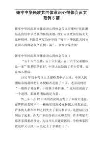 铸牢中华民族共同体意识心得体会范文范例5篇