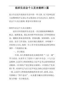 组织生活会个人发言提纲3篇