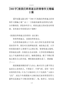[900字]致我们终将逝去的青春作文精编2篇