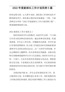 2022年度副部长工作计划范例5篇