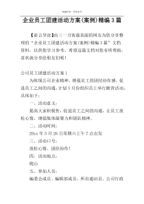 企业员工团建活动方案(案例)精编3篇