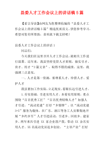 县委人才工作会议上的讲话稿5篇