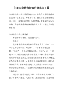 冬季安全伴我行演讲稿范文5篇