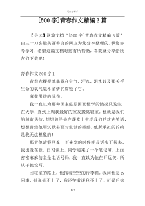 [500字]青春作文精编3篇