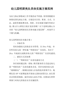幼儿园明厨亮灶具体实施方案范例