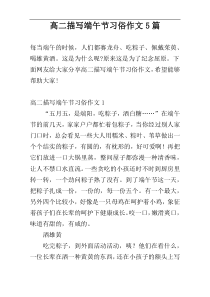 高二描写端午节习俗作文5篇