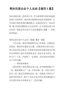 帮扶民营企业个人总结【通用5篇】