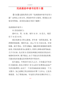 民政救助申请书实用5篇