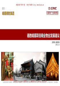 克而瑞XXXX年11月德胜峨眉项目商业物业发展建议