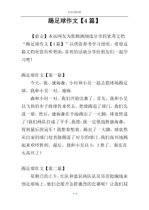 踢足球作文【4篇】