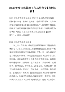 2022年度应急管理工作总结范文【范例5篇】