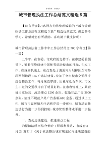城市管理执法工作总结范文精选5篇