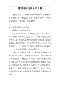 暑期消防活动总结3篇