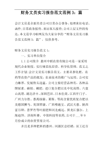 财务文员实习报告范文范例3：篇