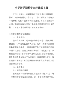 小学新学期教学安排计划5篇