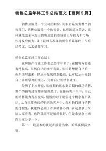 销售总监年终工作总结范文【范例5篇】