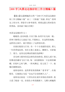 [600字]风景这边独好初三作文精编5篇