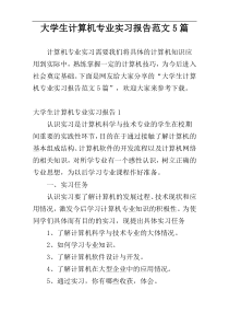 大学生计算机专业实习报告范文5篇
