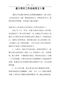 重大项目工作总结范文3篇