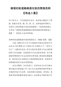 清理村组道路路面垃圾的简报范例【热选5篇】