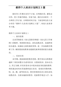 教师个人培训计划例文5篇