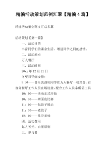 精编活动策划范例汇聚【精编4篇】